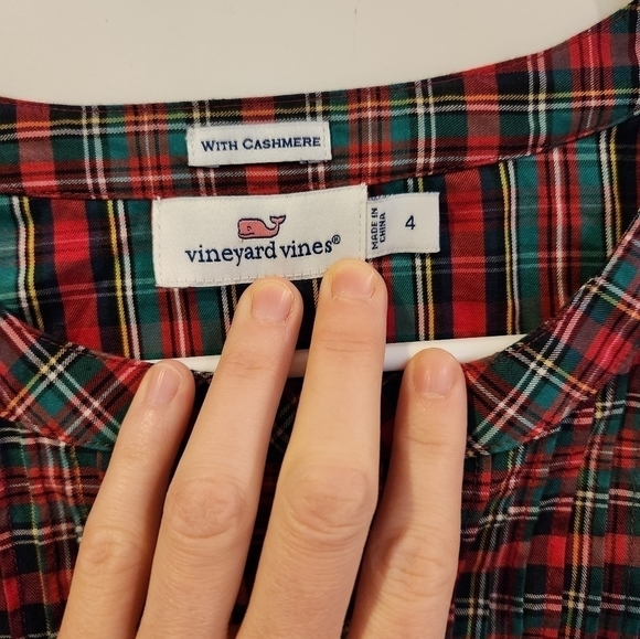Vineyard Vines w/Cashmere Size 4 Peplum Tartan Top - Picture 3 of 7